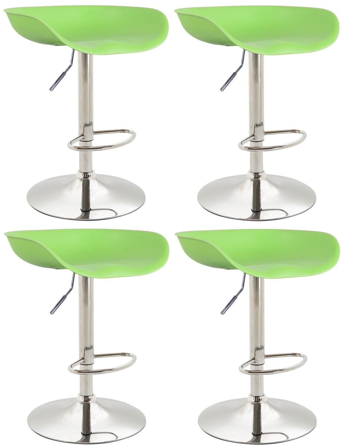 Set van 4 barkrukken Anaheim Kunststof groen,chroom grün