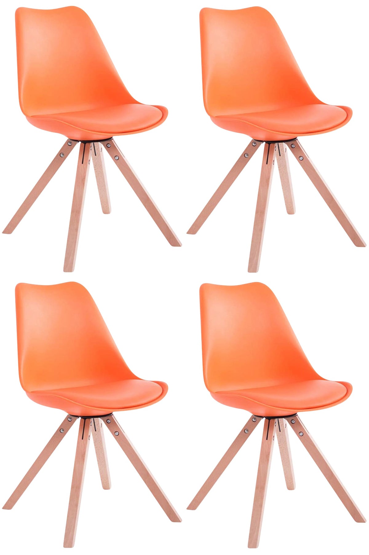 Set van 4 stoelen Toulouse - Vierkant - Kunstleer oranje,natura orange