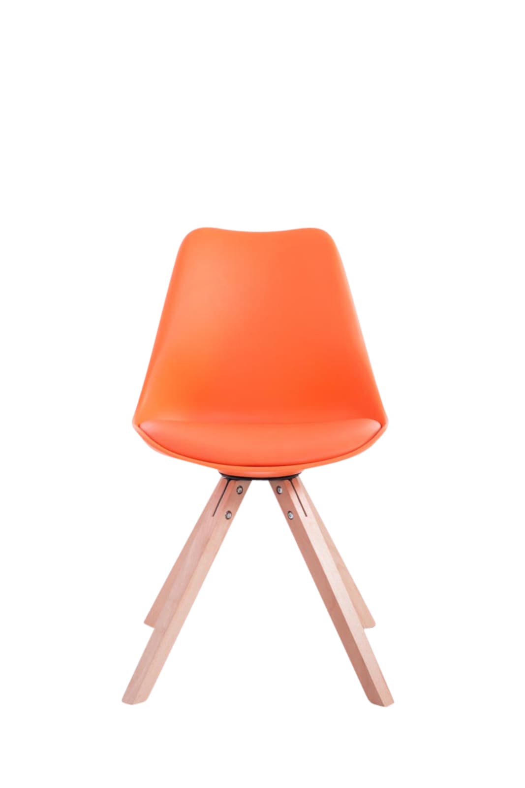 Set van 4 stoelen Toulouse - Vierkant - Kunstleer oranje,natura orange