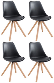 Set van 4 stoelen Toulouse - Vierkant - Kunstleer zwart,natura schwarz