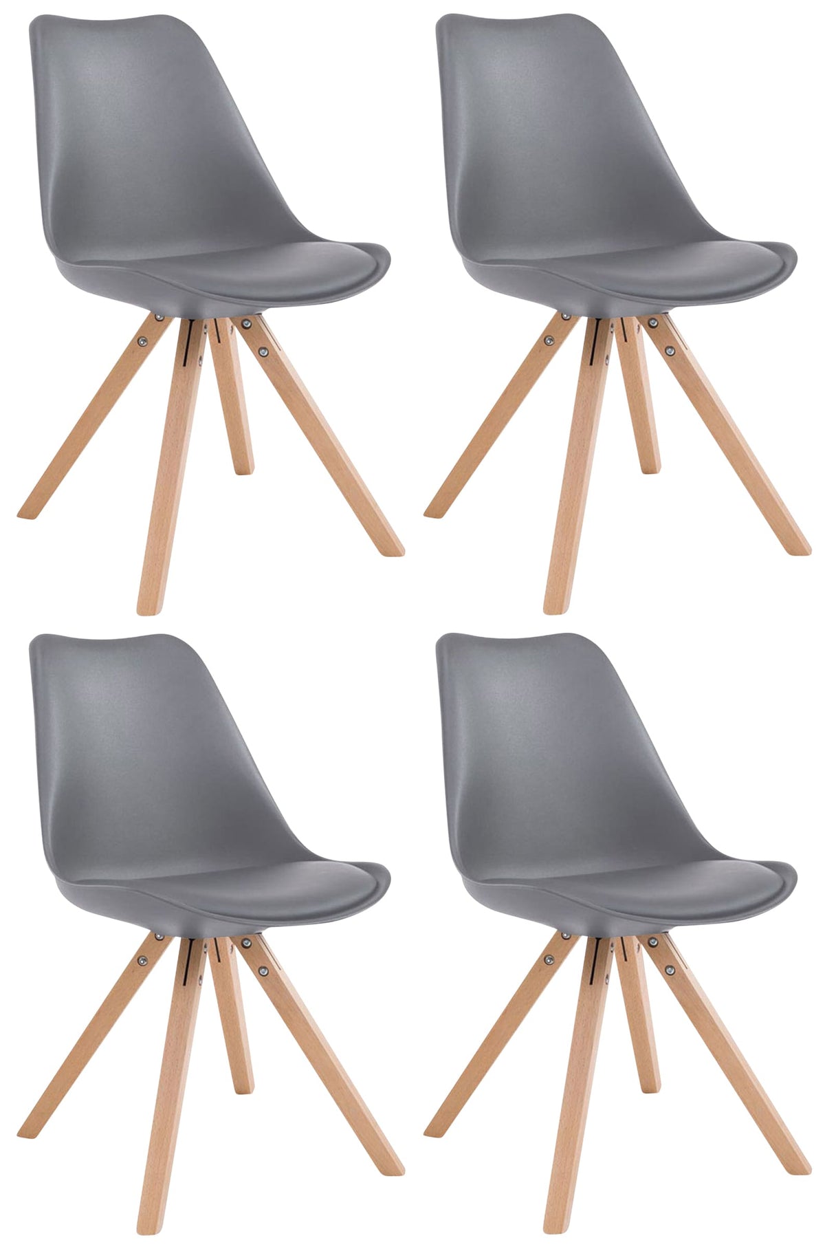 Set van 4 stoelen Toulouse - Vierkant - Kunstleer grijs,natura grau
