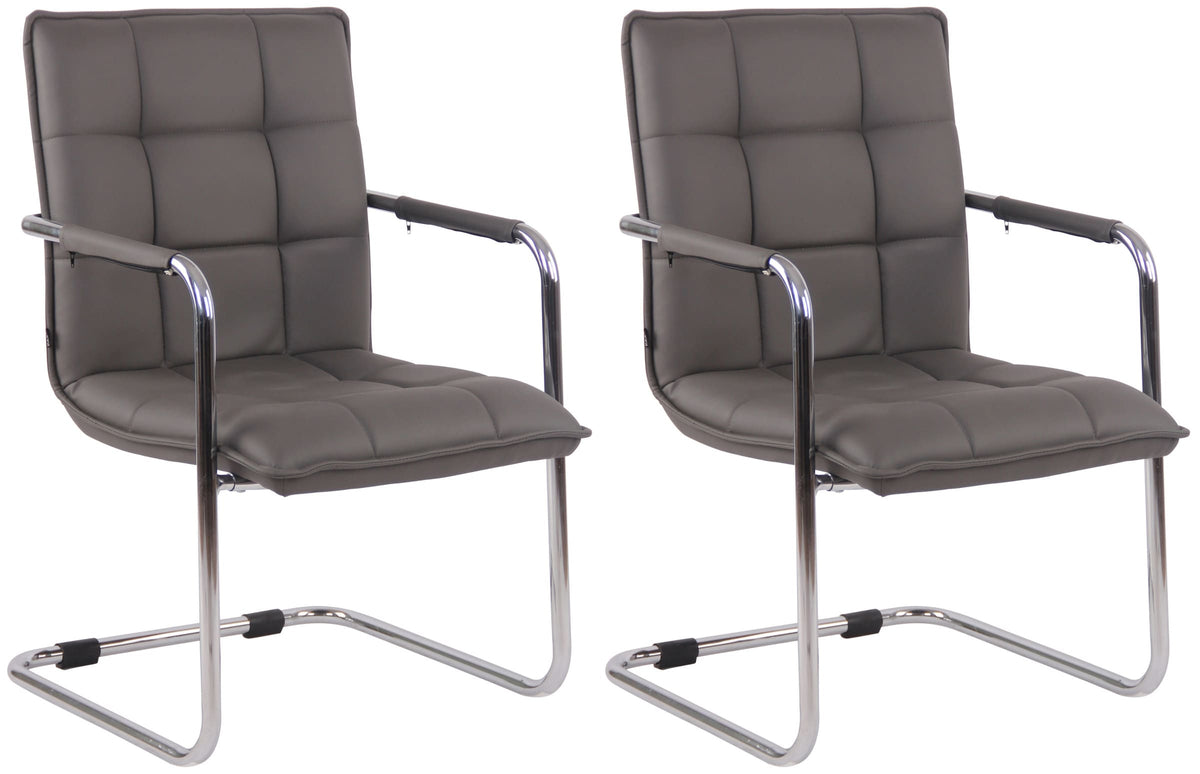 Set van 2 stoelen Gandia kunstleer grijs,chroom grau