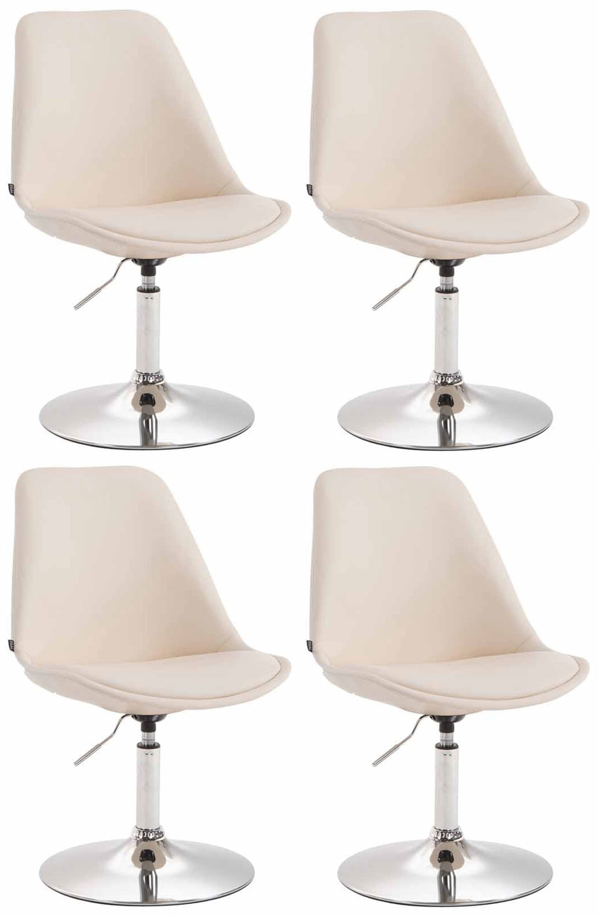 Set van 4 Eetkamerstoelen Maverick Kunstleer creme,chroom creme