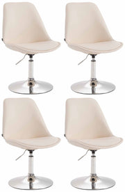 Set van 4 Eetkamerstoelen Maverick Kunstleer creme,chroom creme
