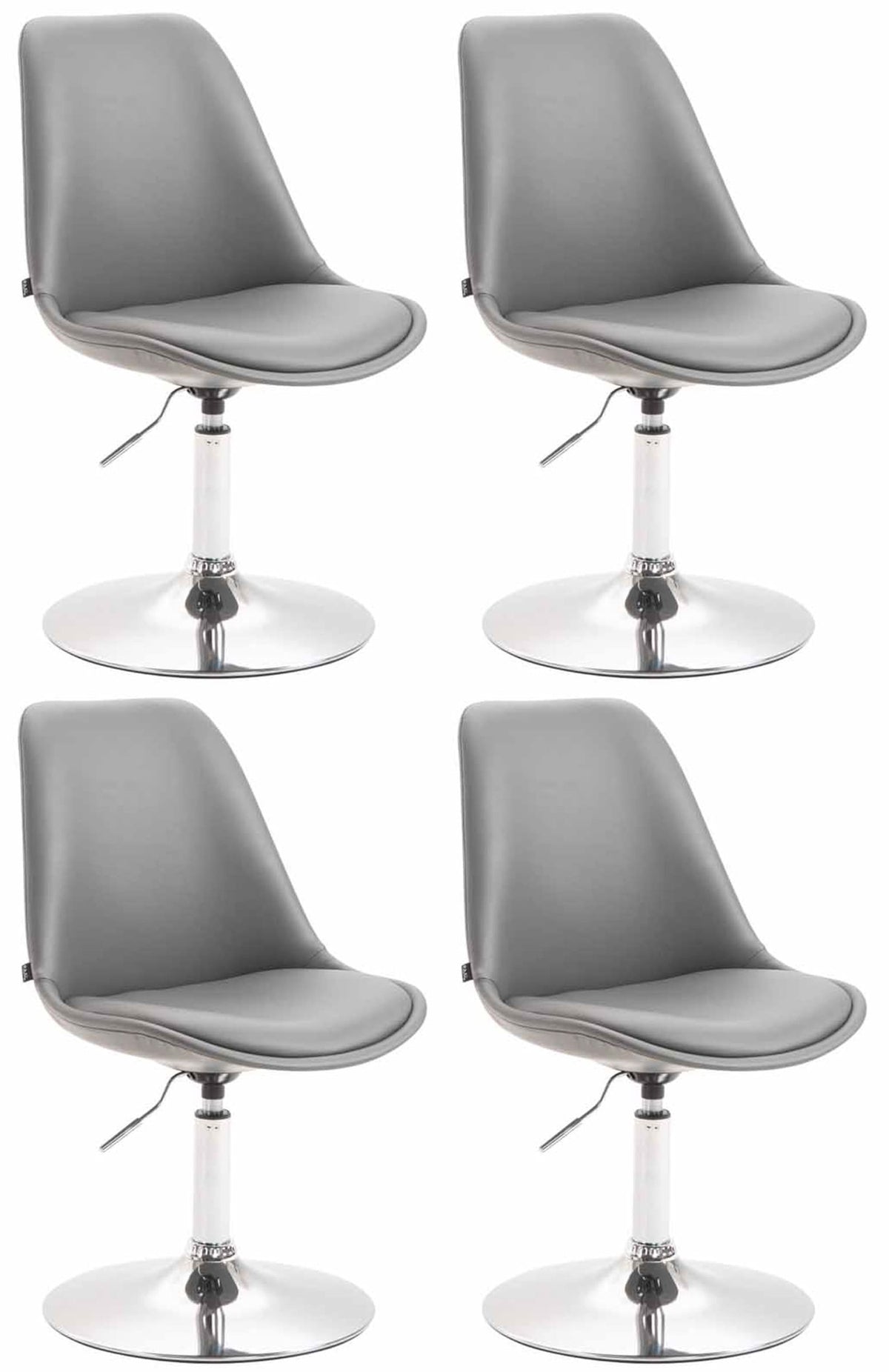 Set van 4 Eetkamerstoelen Maverick Kunstleer grijs,chroom grau