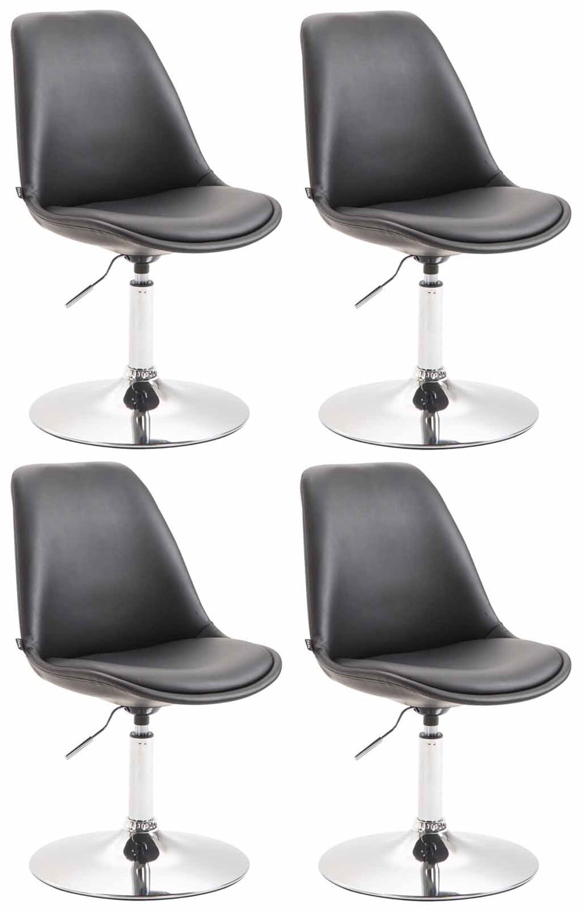 Set van 4 Eetkamerstoelen Maverick Kunstleer zwart,chroom schwarz