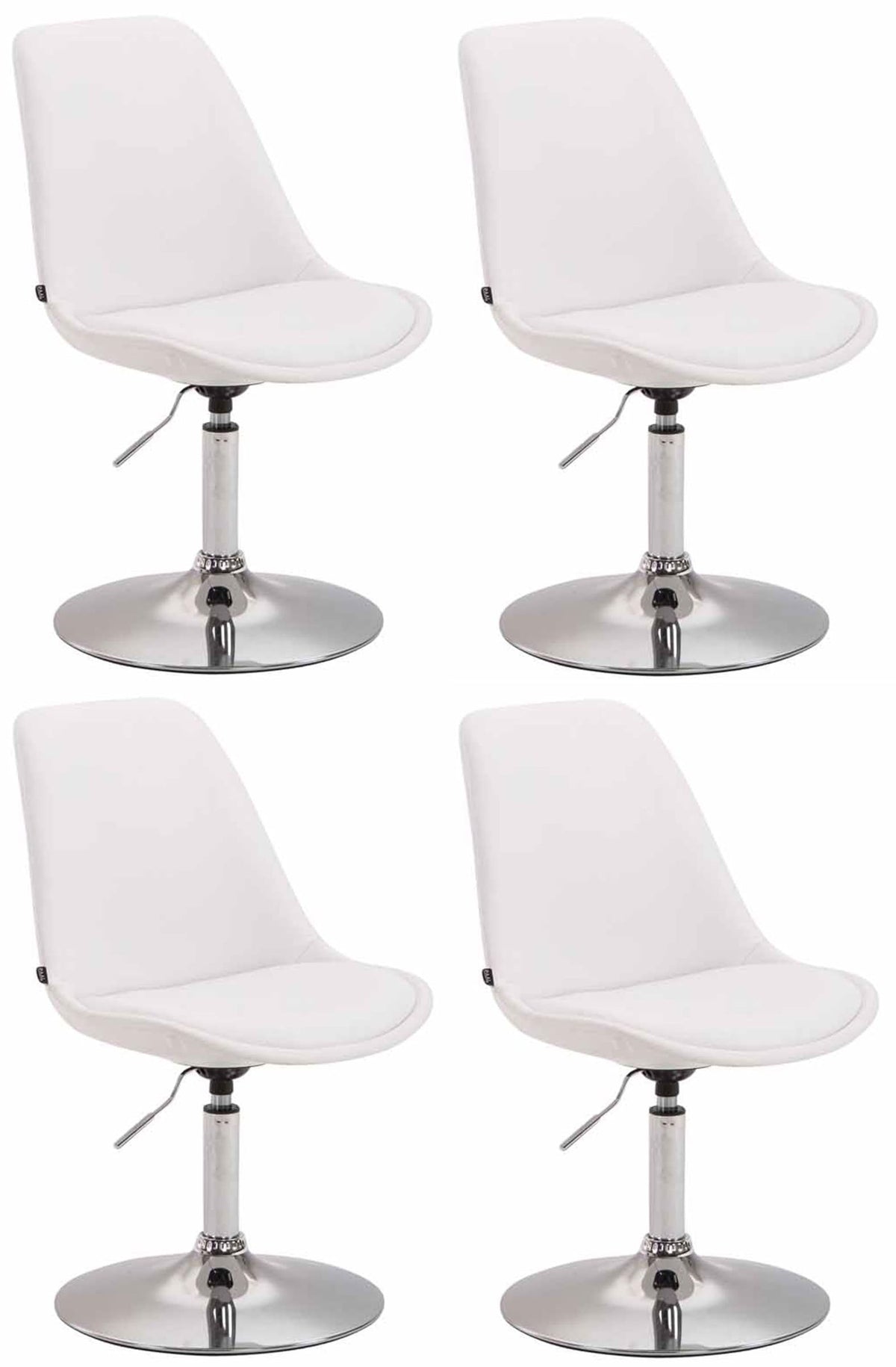Set van 4 Eetkamerstoelen Maverick Kunstleer wit,chroom weiß