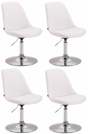 Set van 4 Eetkamerstoelen Maverick Kunstleer wit,chroom weiß