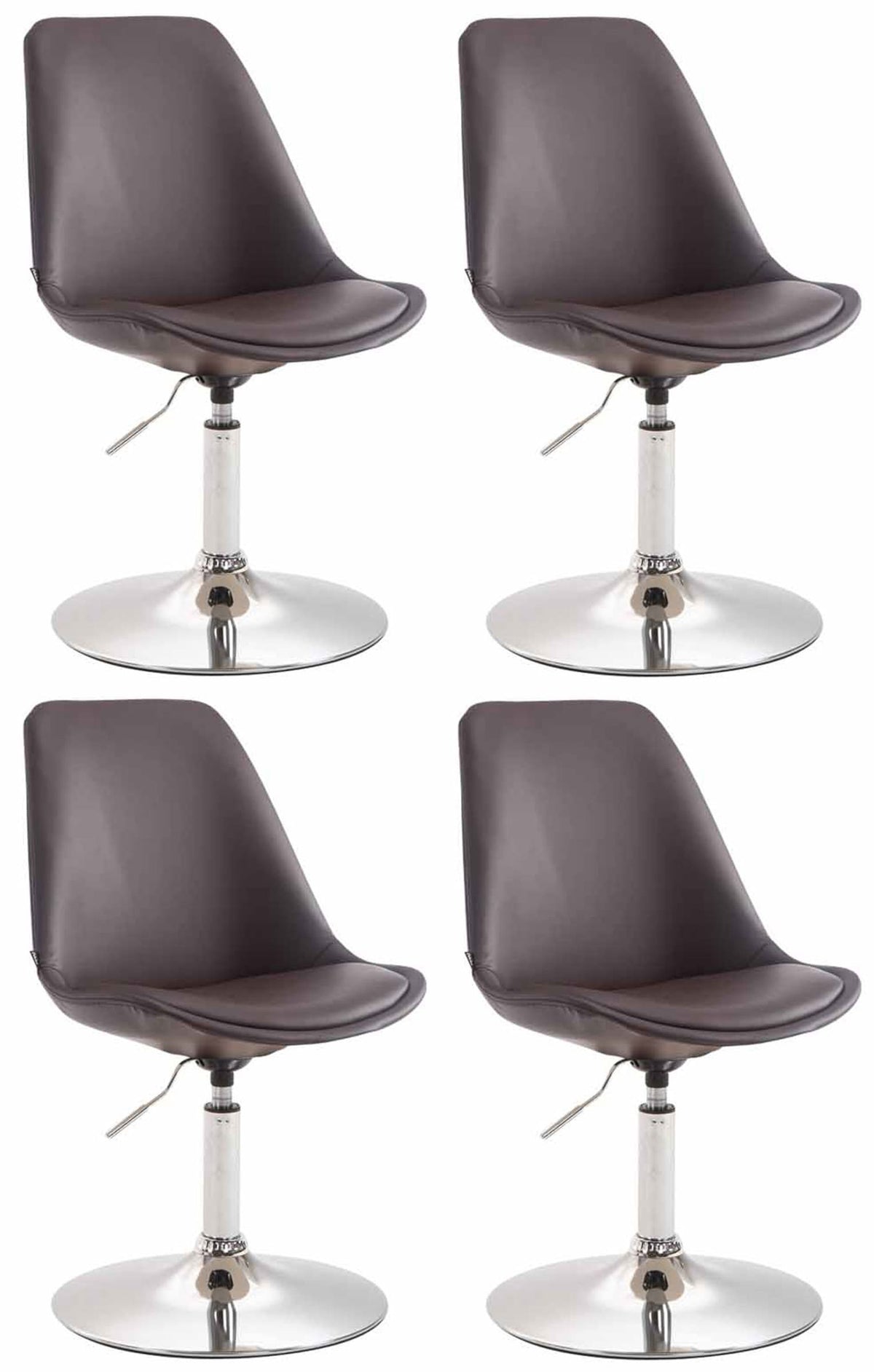 Set van 4 Eetkamerstoelen Maverick Kunstleer bruin,chroom braun