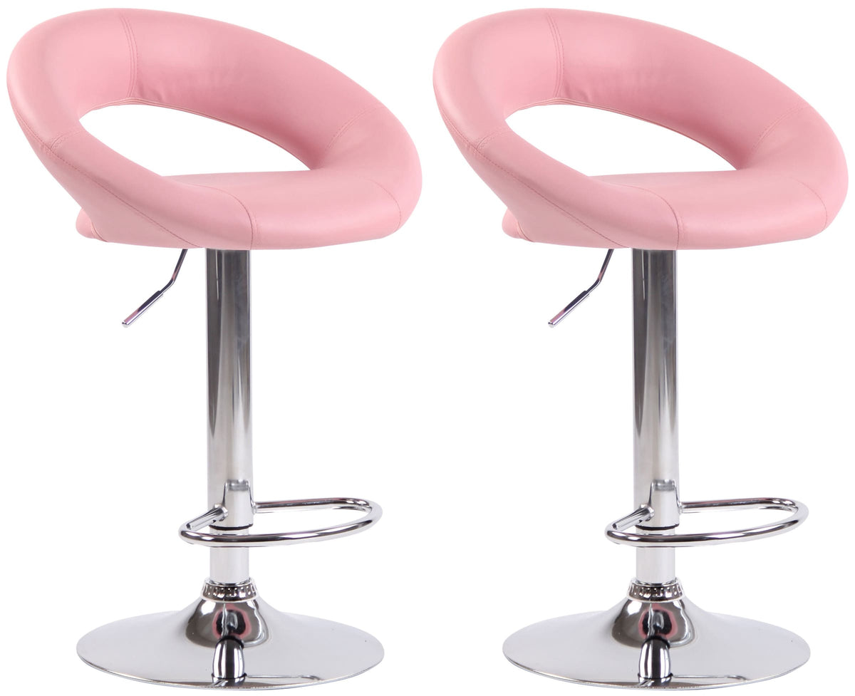 Set van 2 Barkrukken Olinda Kunstleer roze,chroom pink
