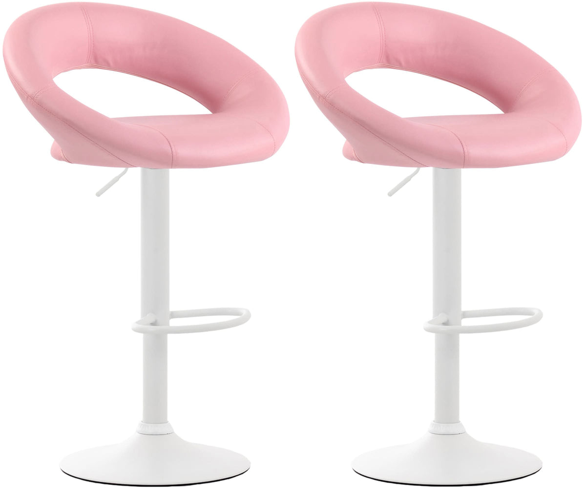 Set van 2 Barkrukken Olinda Kunstleer roze,wit pink