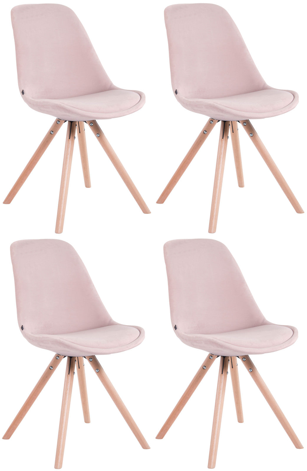Set van 4 Stoelen Toulouse Rond frame - Fluweel roze,natura pink