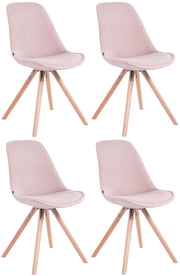 Set van 4 Stoelen Toulouse Rond frame - Fluweel roze,natura pink
