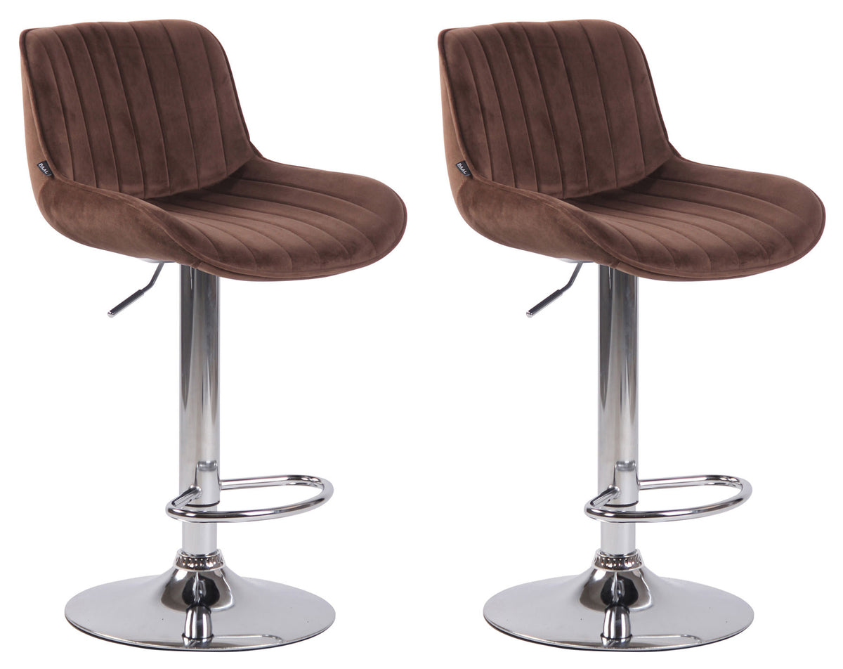 Set van 2 Barkrukken Lentini Fluweel bruin,chroom braun