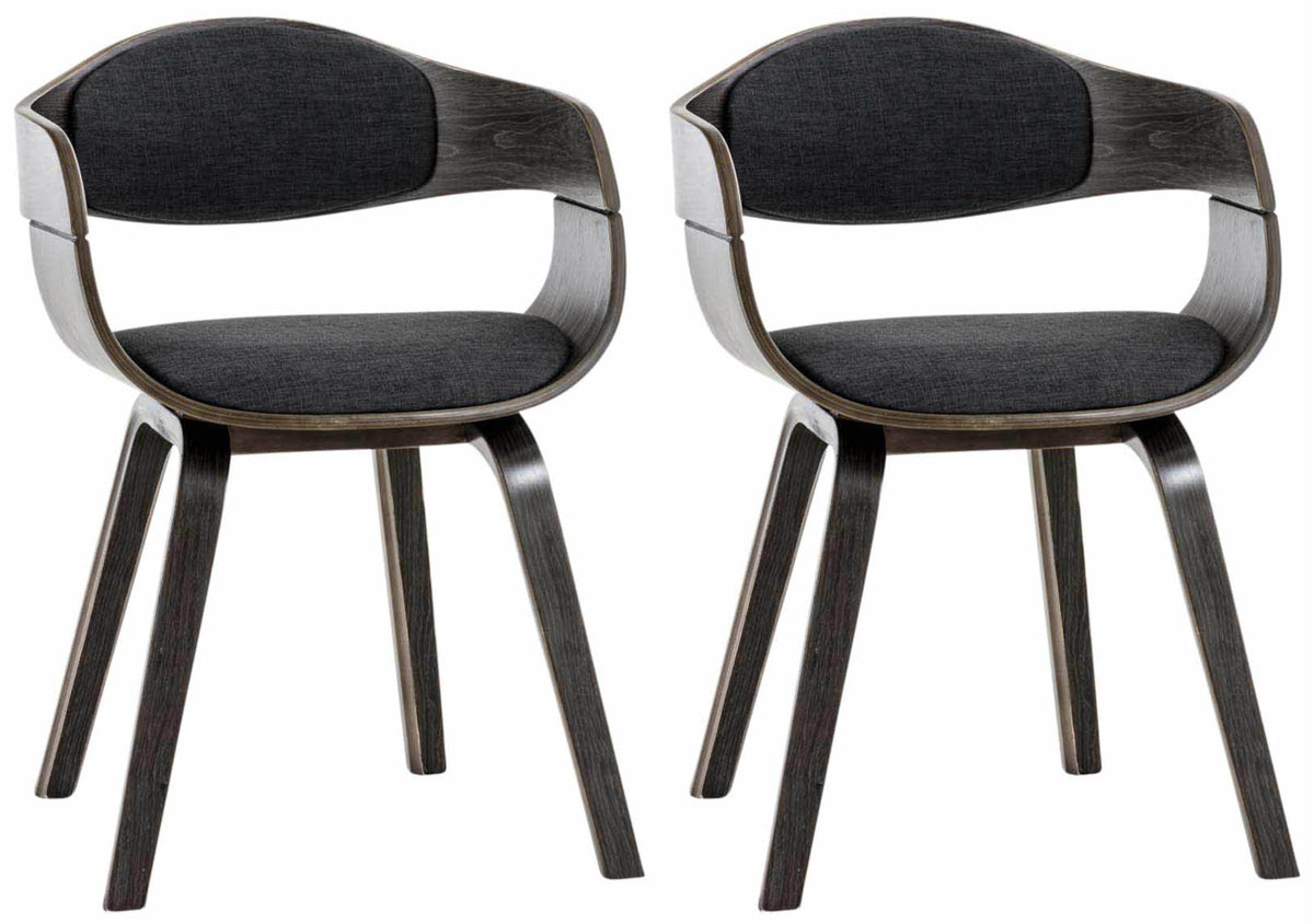 Set van 2 Kingston eetkamerstoelen Stof grijs/donkergrijs grau/dunkelgrau