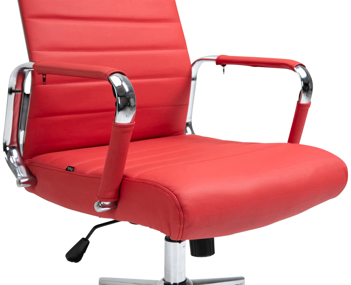 Bureaustoel Kolumbus Echt leer rood rot