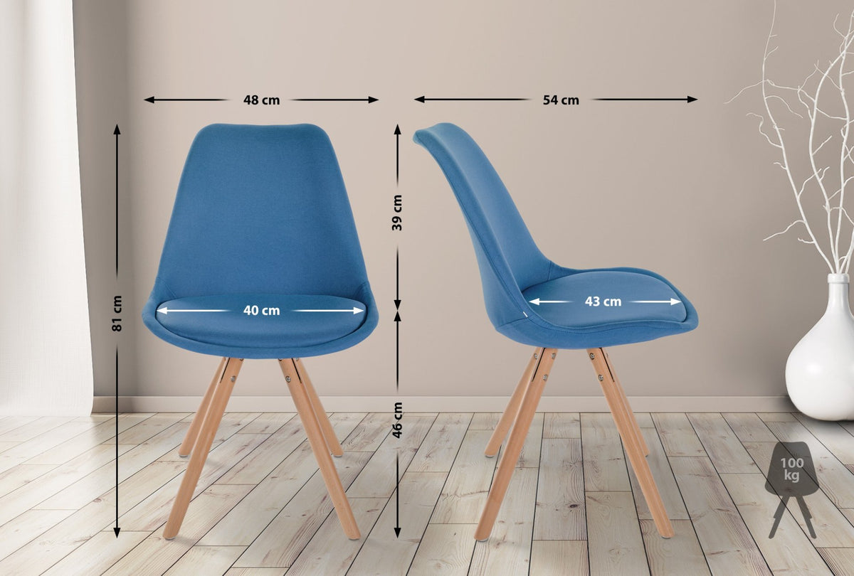 Eetkamerstoel Sofia Stof blauw,natura (ronde) blau