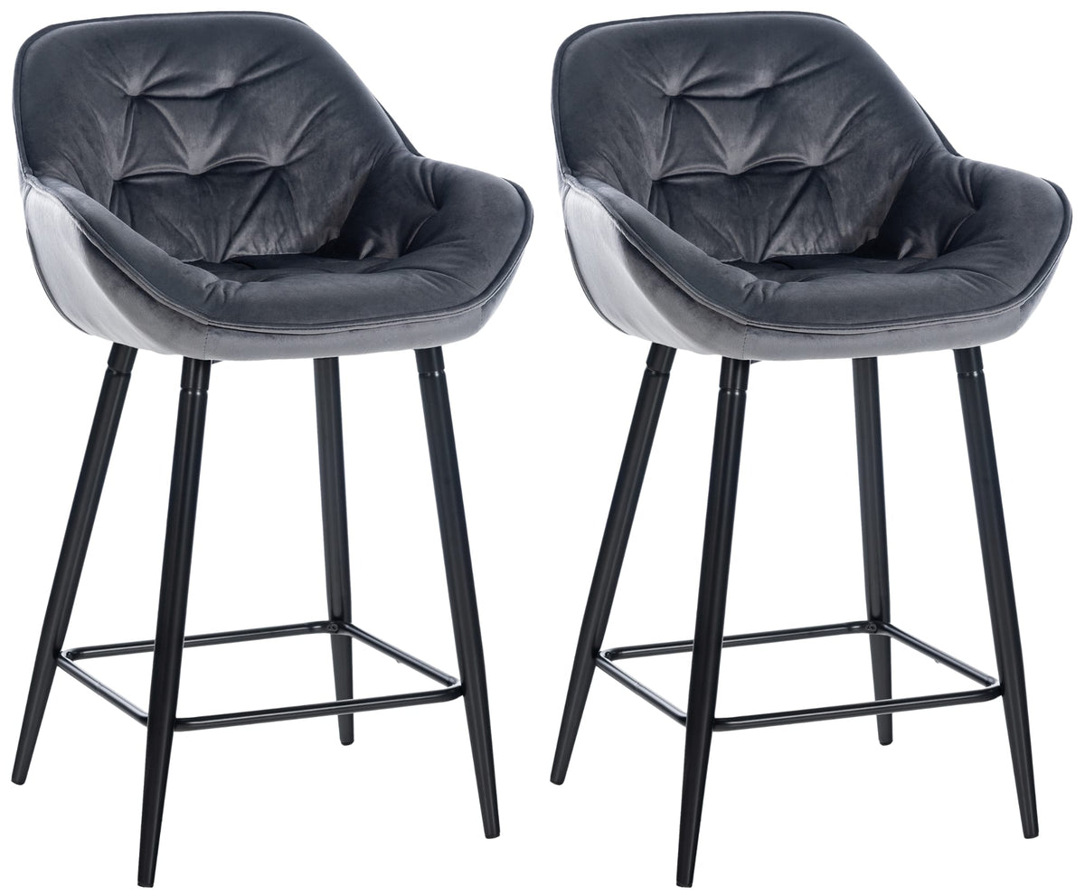 Set van 2 barkrukken Gibson donkergrijs,Fluweel dunkelgrau