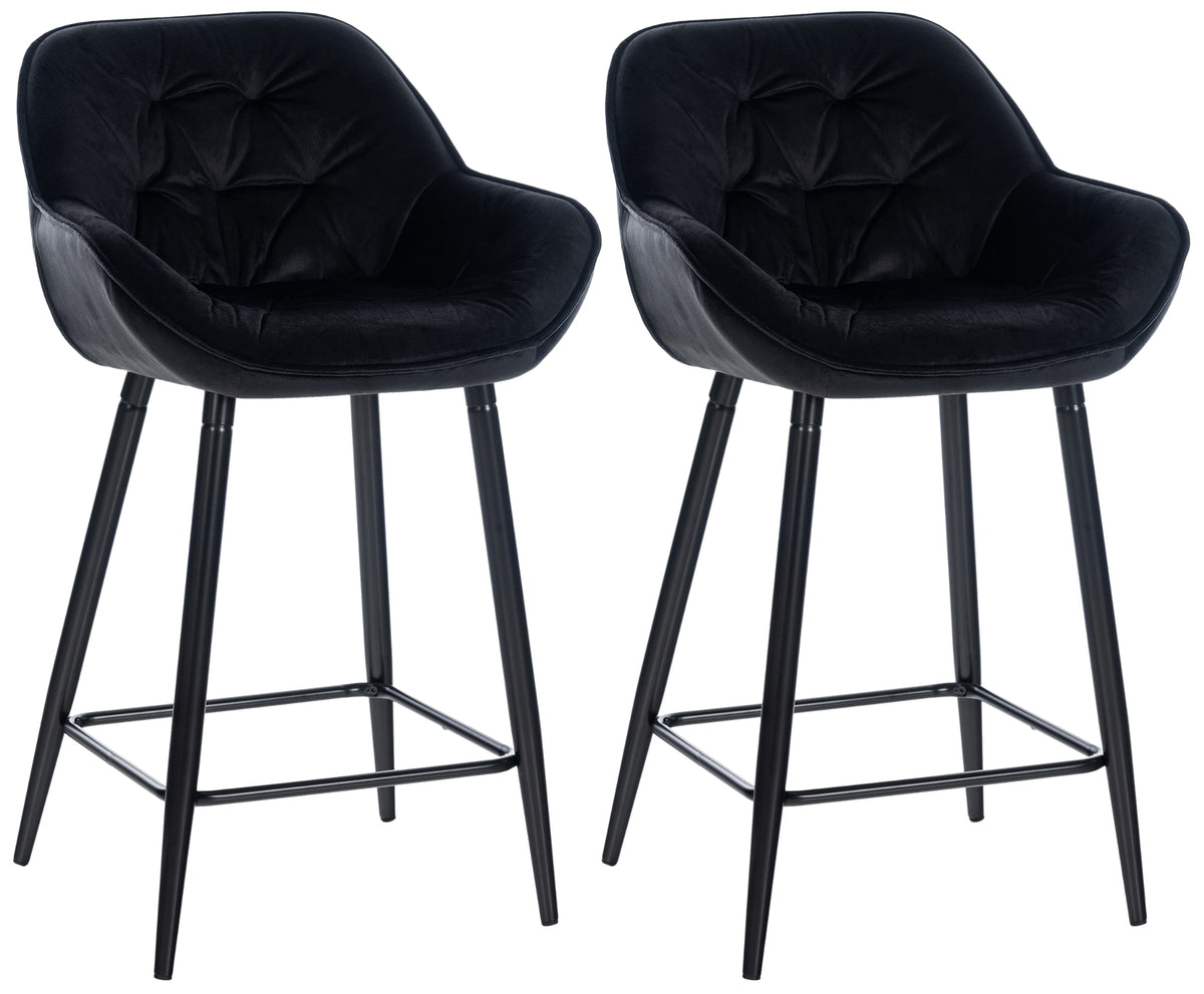 Set van 2 barkrukken Gibson zwart,Fluweel schwarz