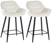 Set van 2 barkrukken Gibson creme,Fluweel creme