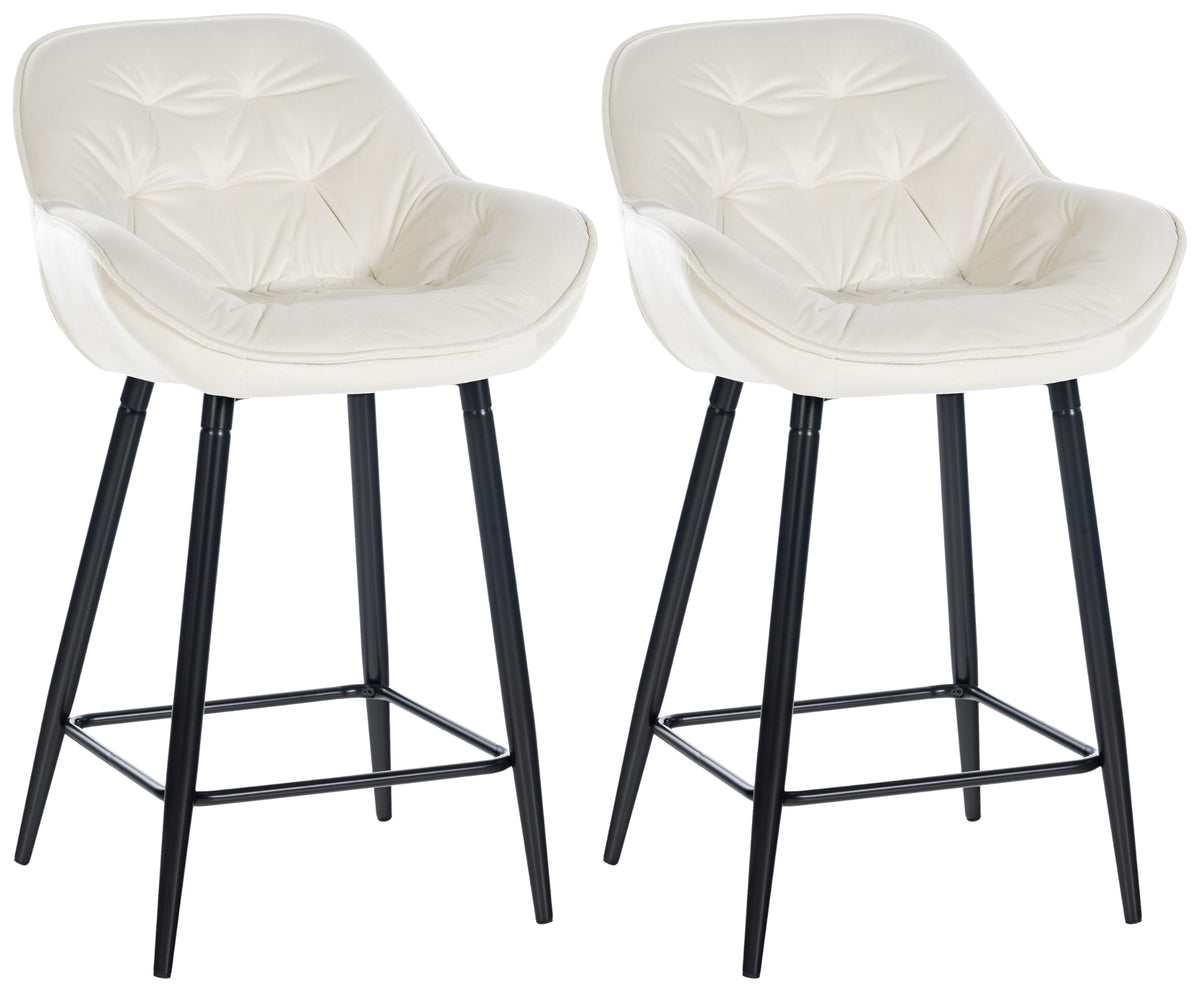 Set van 2 barkrukken Gibson creme,Fluweel creme