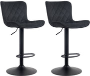 Set van 2 barkrukken Emma zwart,Fluweel schwarz