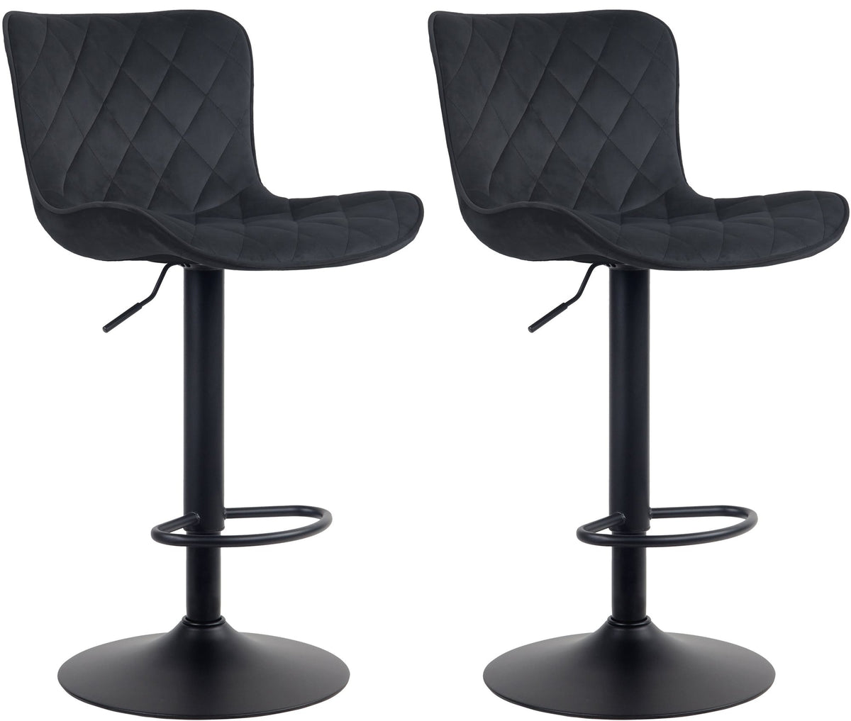 Set van 2 barkrukken Emma zwart,Fluweel schwarz
