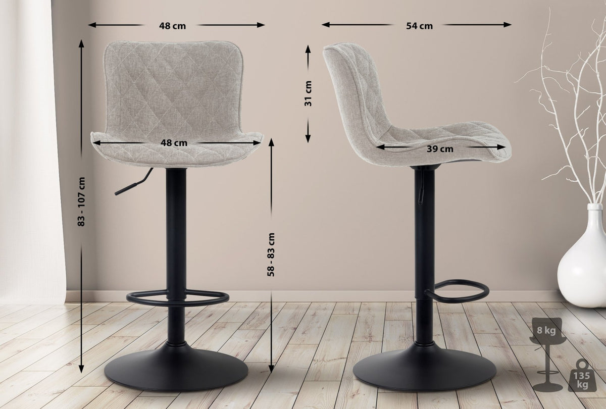 Set van 2 barkrukken Emma taupe,Stof taupe
