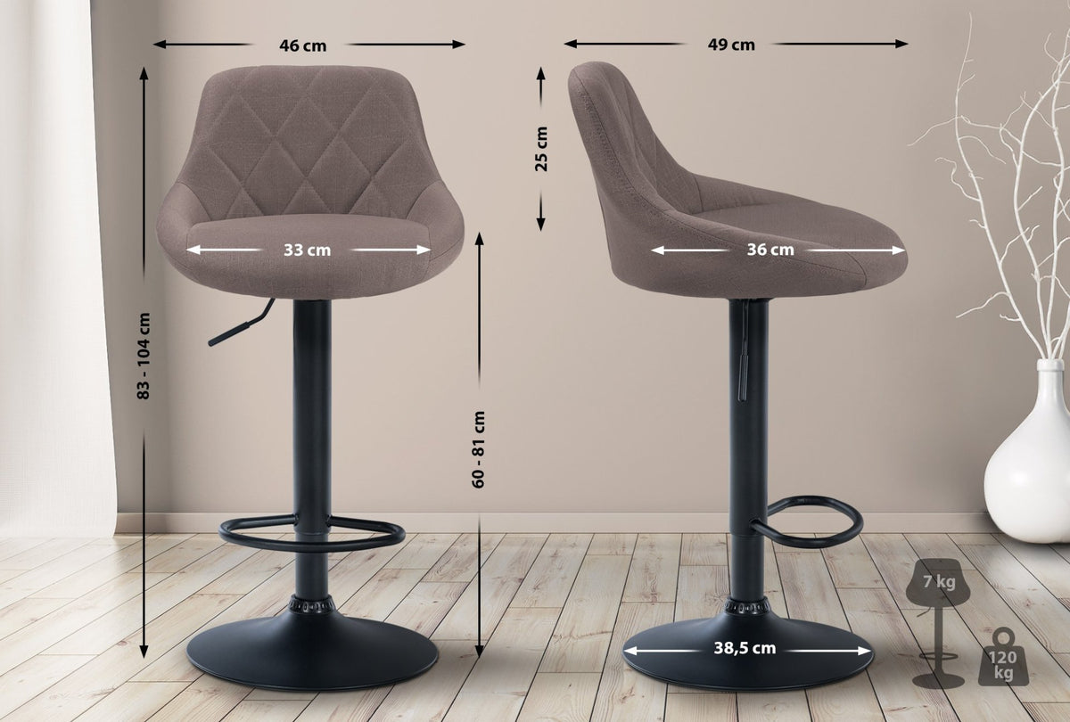 Barkruk Lazio Stof taupe,zwart taupe