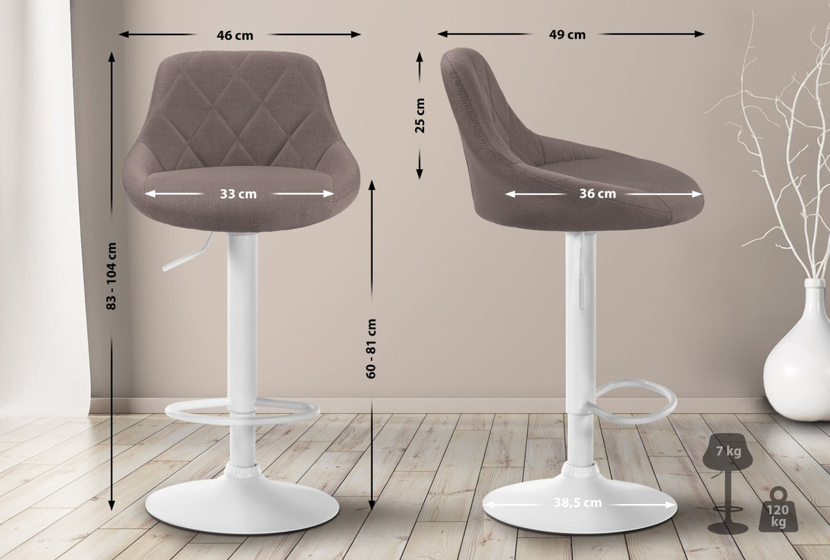 Barkruk Lazio Stof taupe,wit taupe