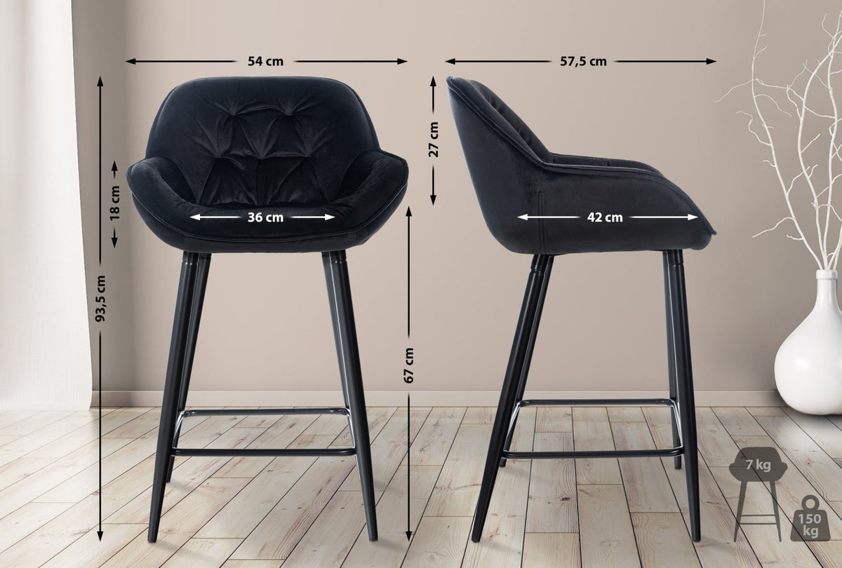 Set van 2 barkrukken Gibson zwart,Fluweel schwarz