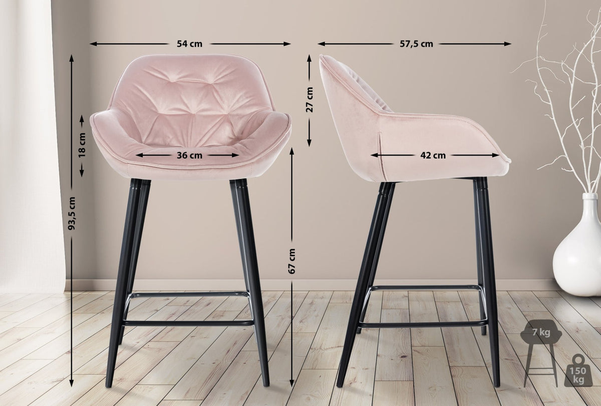 Set van 2 barkrukken Gibson roze,Fluweel pink