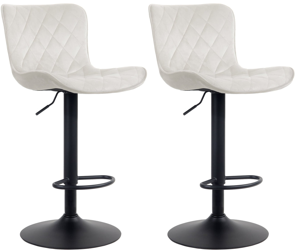 Set van 2 barkrukken Emma creme,Fluweel creme