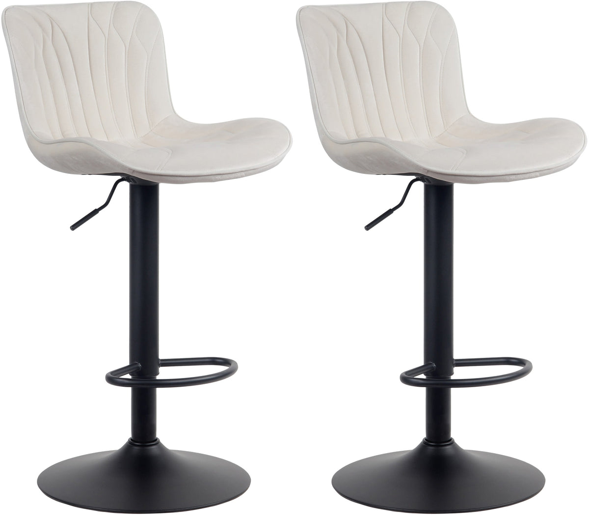 Set van 2 barkrukken Linus creme,Fluweel creme