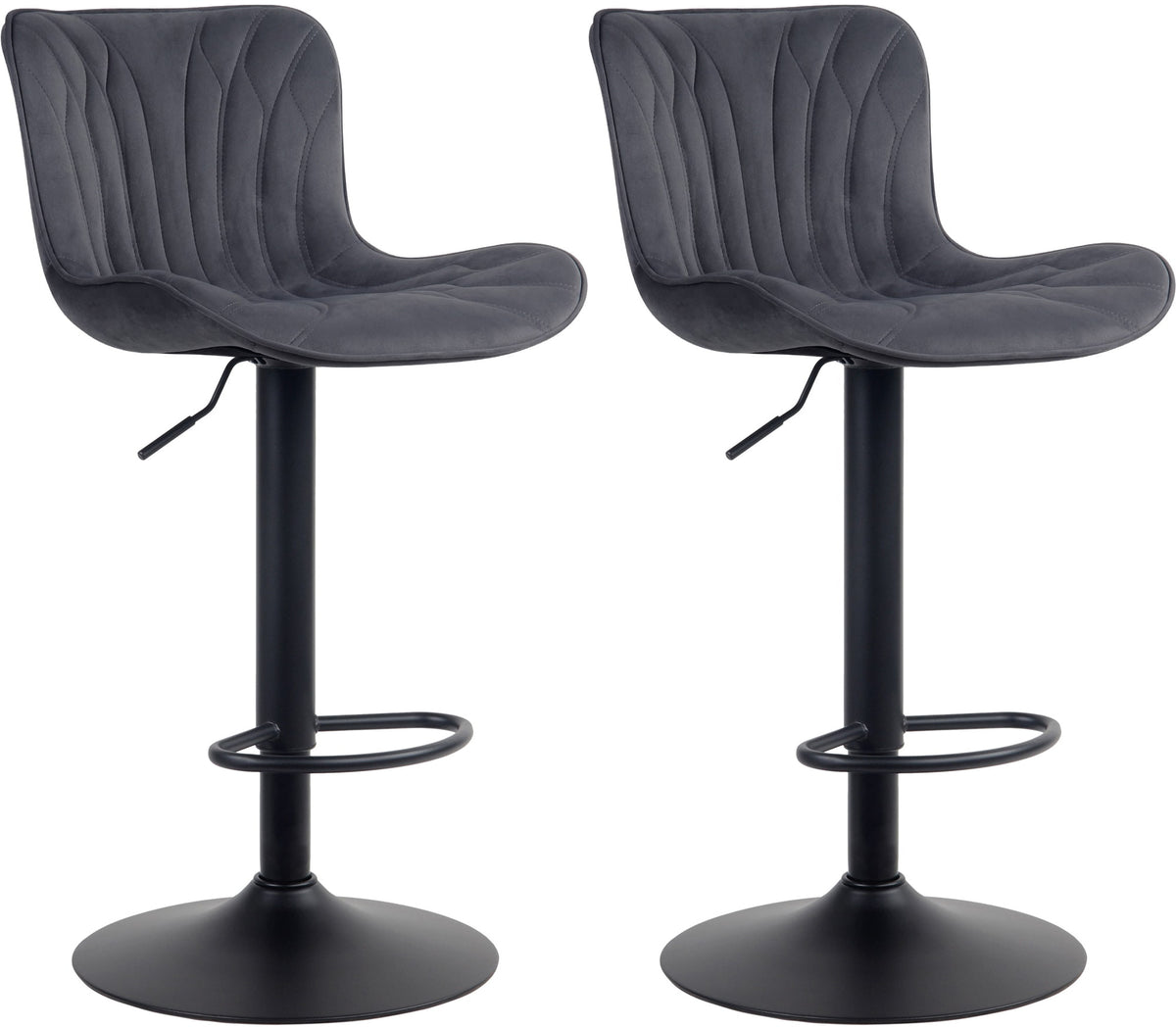 Set van 2 barkrukken Linus zwart,Fluweel schwarz