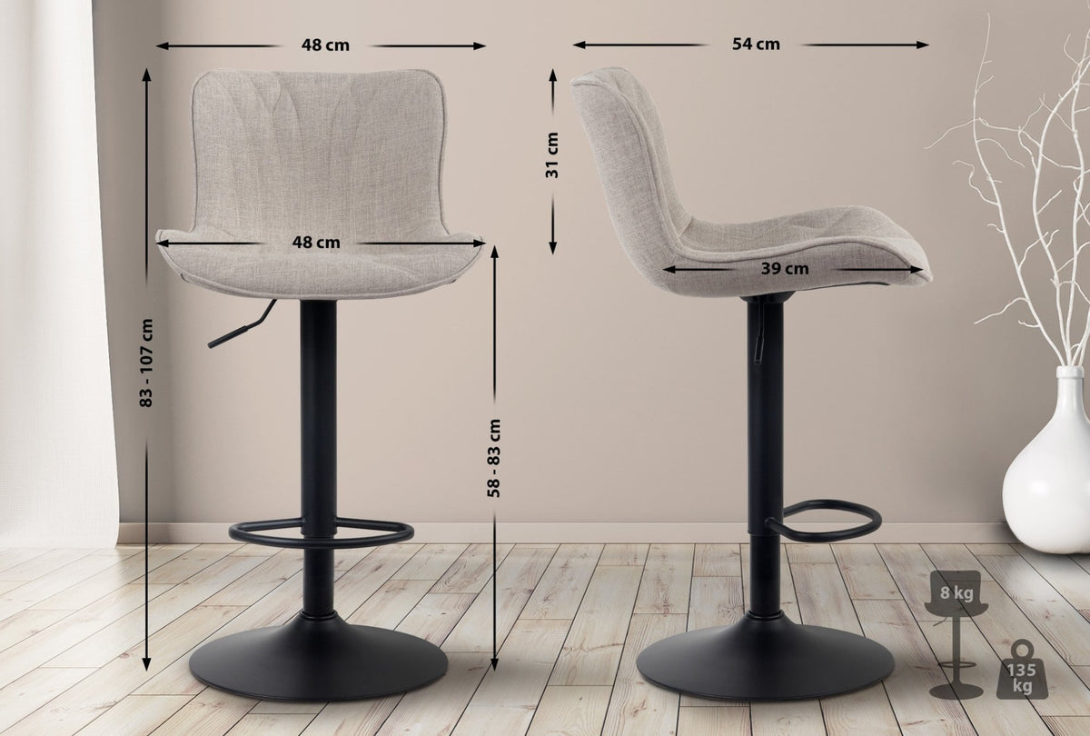 Set van 2 barkrukken Linus taupe,Stof taupe