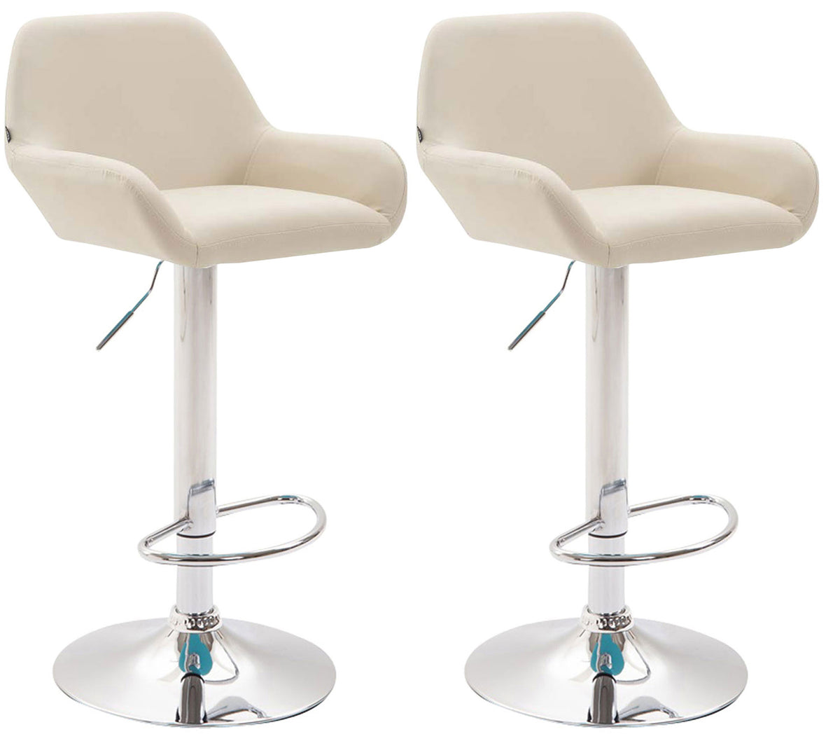 Set van 2 barkrukken Braga kunstleer creme,chroom creme