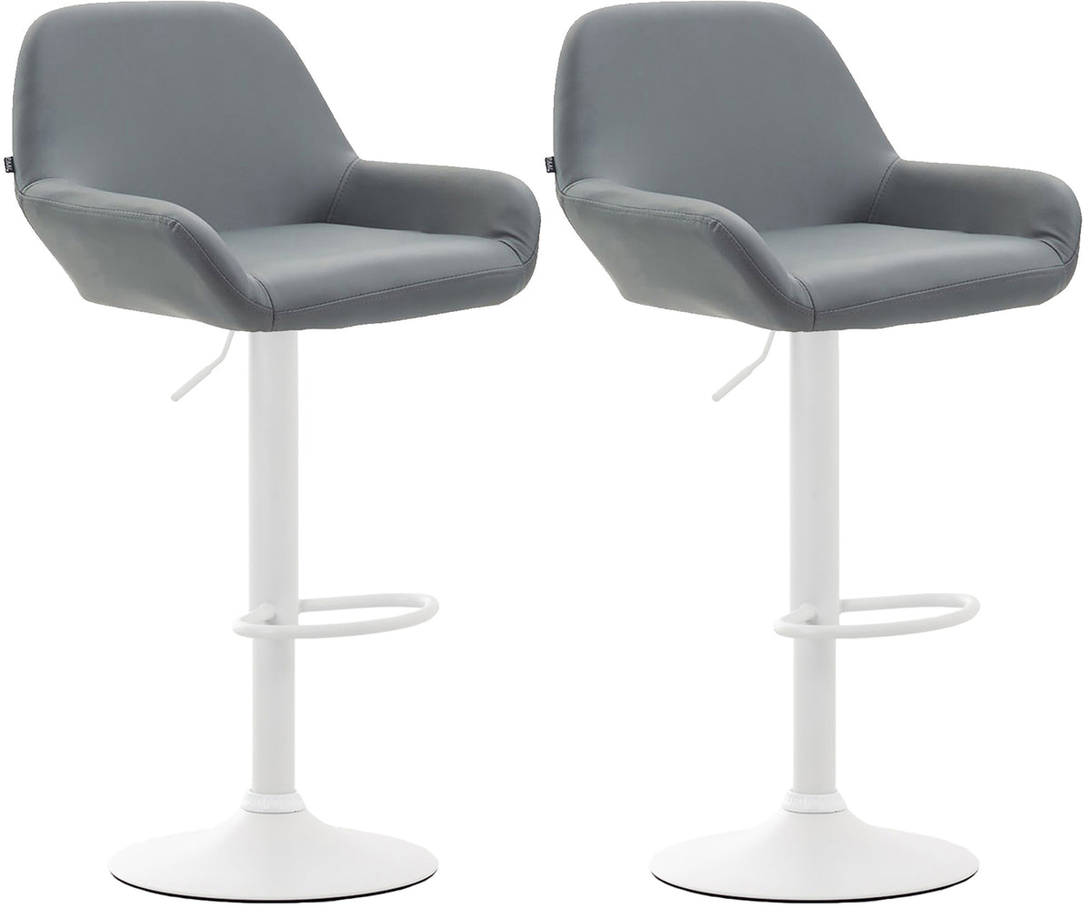 Set van 2 barkrukken Braga kunstleer grijs,wit grau