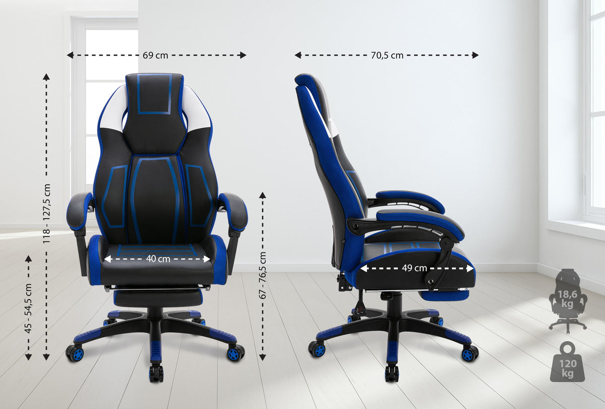 Bureaustoel Clovis kunstleer zwart/blauw schwarz/blau