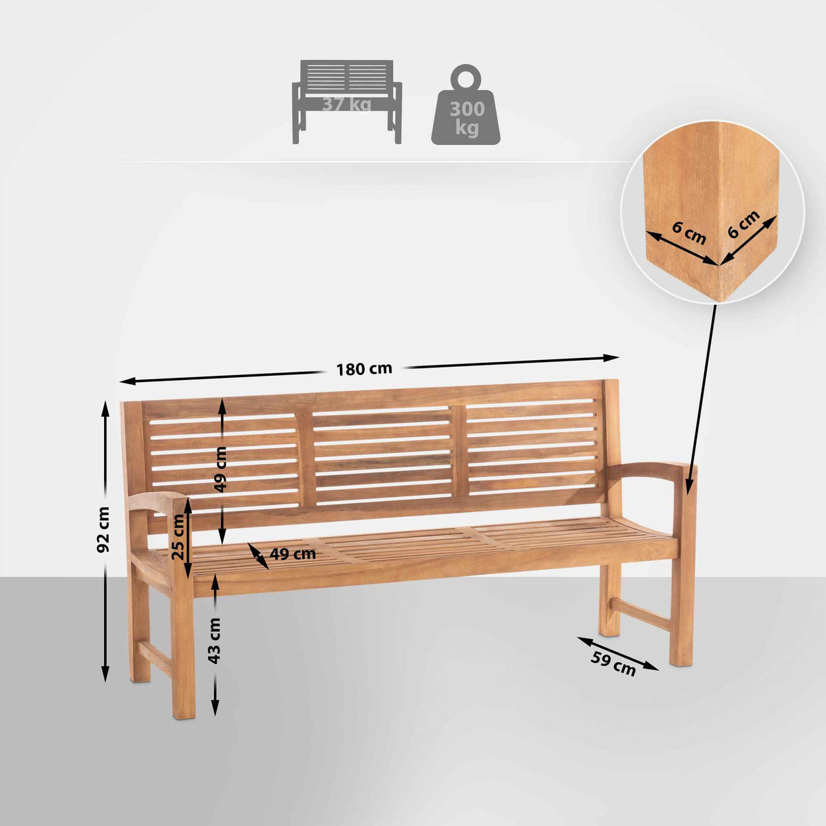 Teakbank Halden teak,180 cm teak