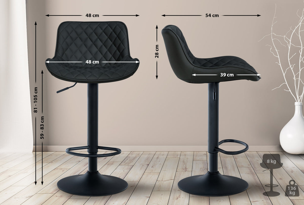 2er Set Barhocker Minosa Kunstleder schwarz