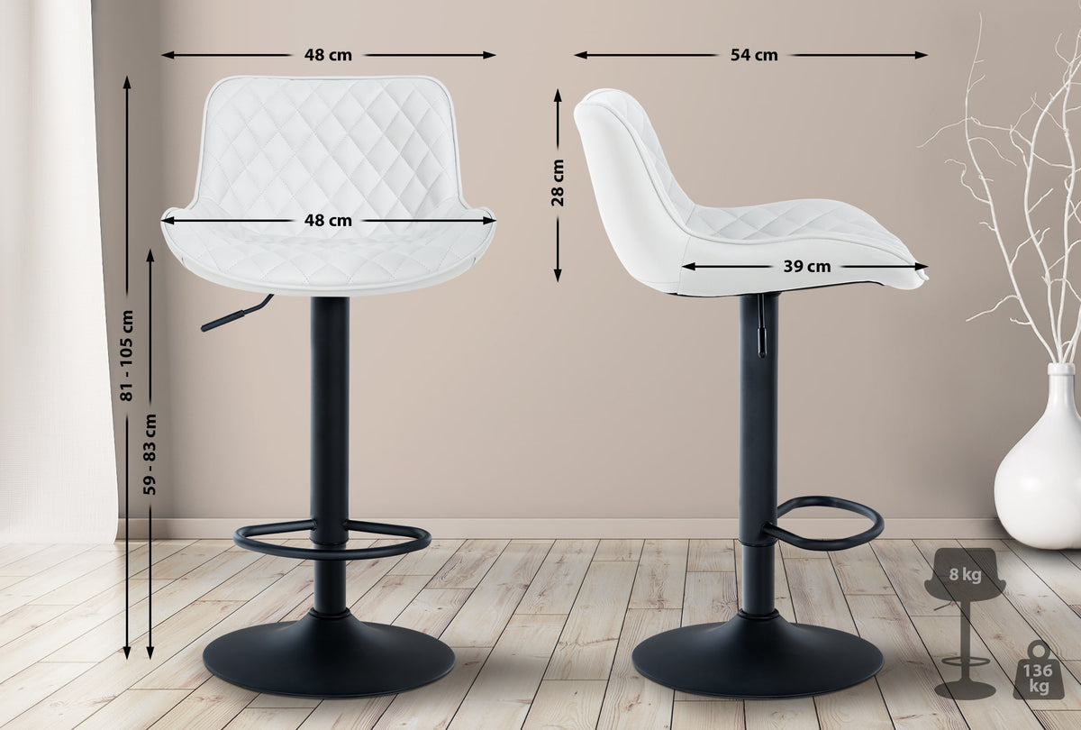2er Set Barhocker Minosa Kunstleder weiß