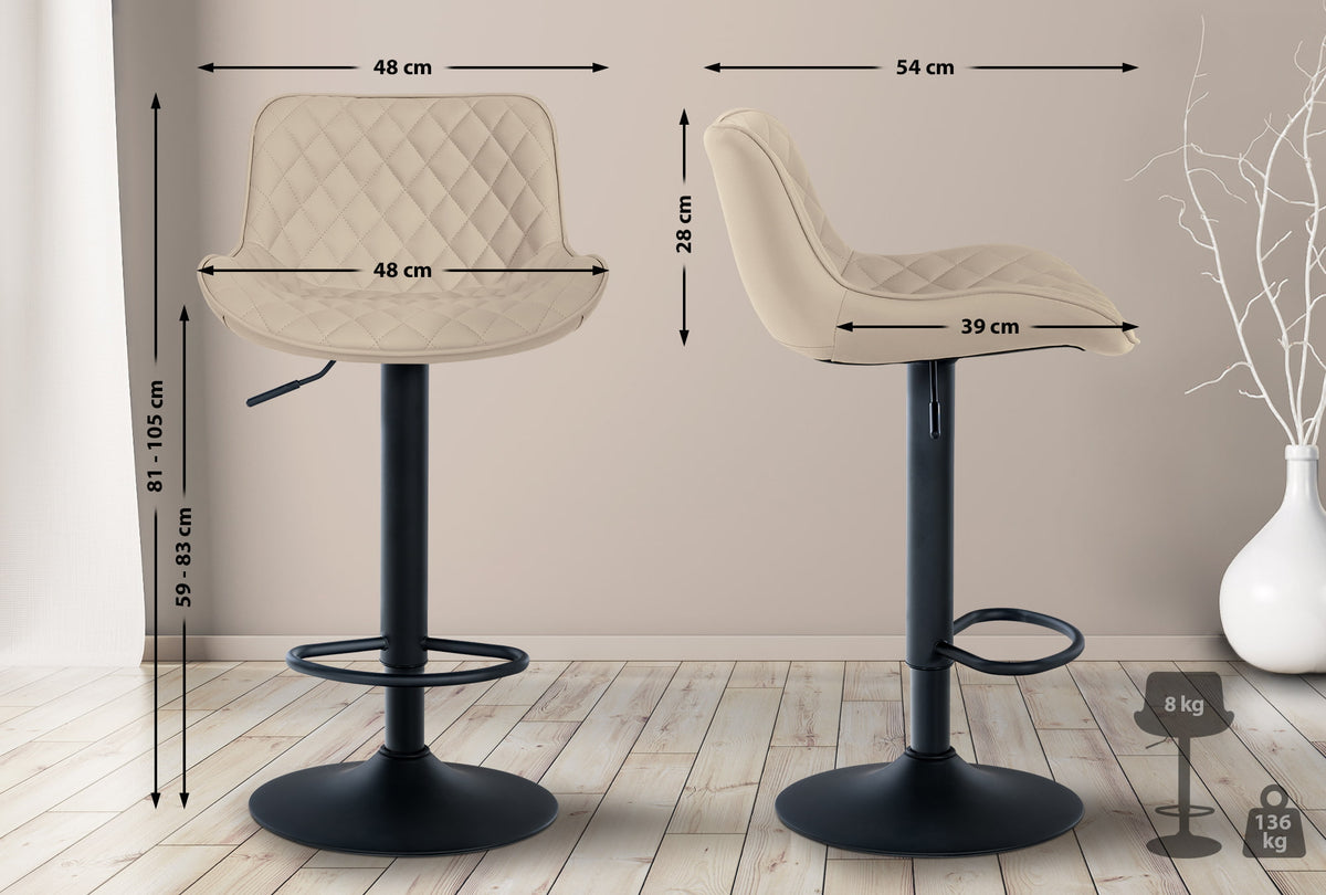 2er Set Barhocker Minosa Kunstleder creme