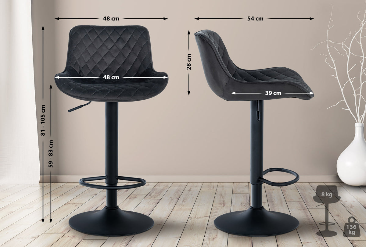 2er Set Barhocker Minosa Samt schwarz