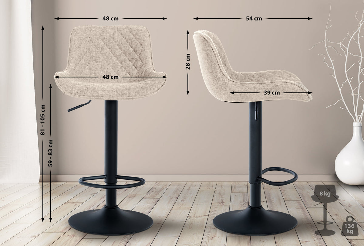 2er Set Barhocker Minosa Stoff taupe
