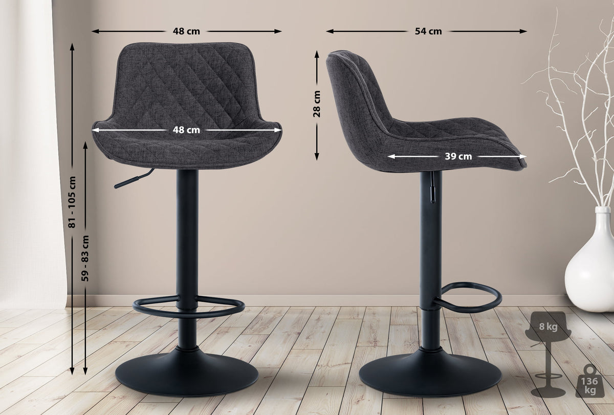 2er Set Barhocker Minosa Stoff schwarz