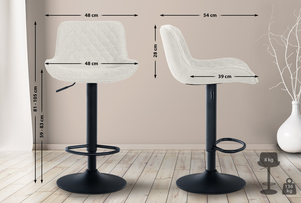 2er Set Barhocker Minosa Stoff creme