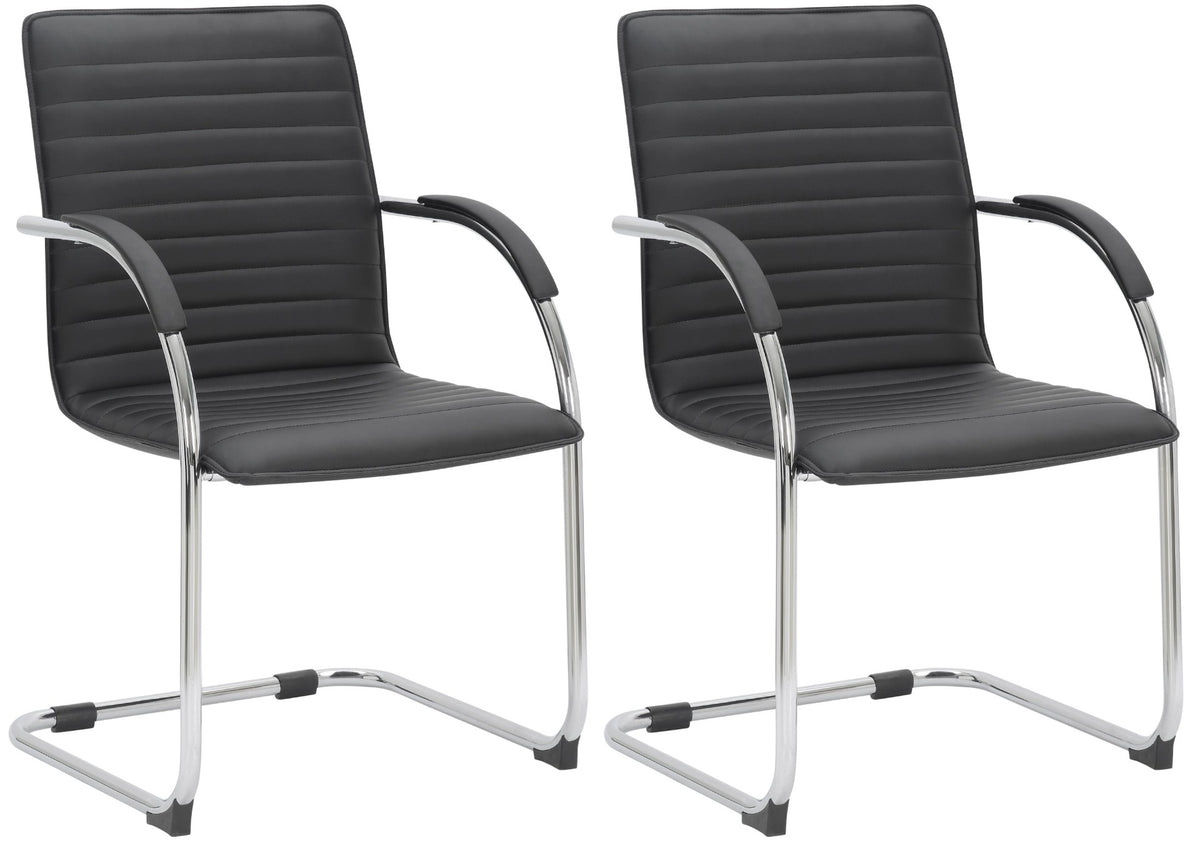 Set van 2 Eetkamerstoelen Tira kunstleer zwart schwarz