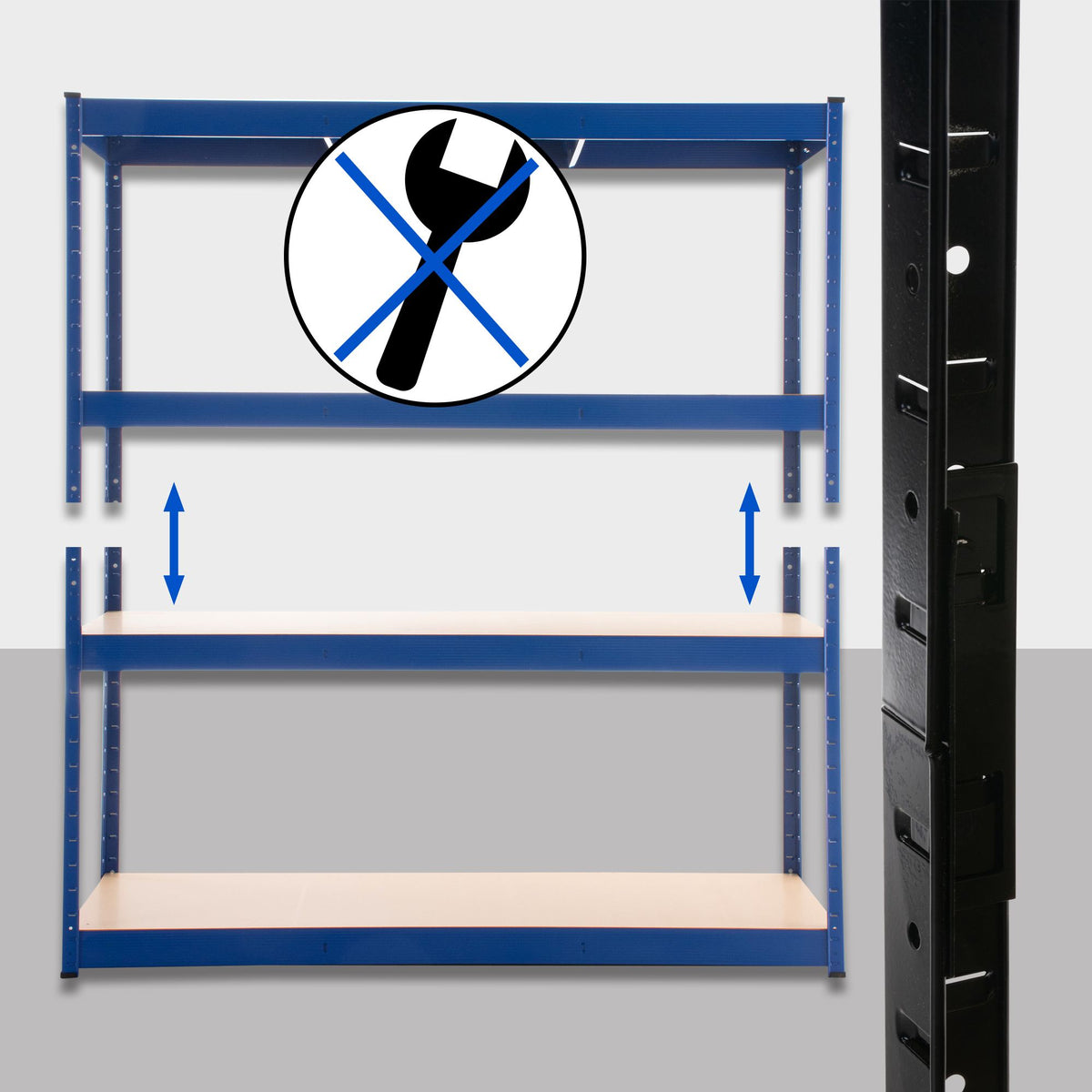 Metalen zwaarlast stelling 160x60x180 cm blauw blau