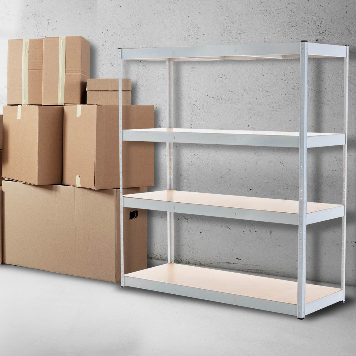 Metalen zwaarlast stelling 160x60x180 cm wit weiß